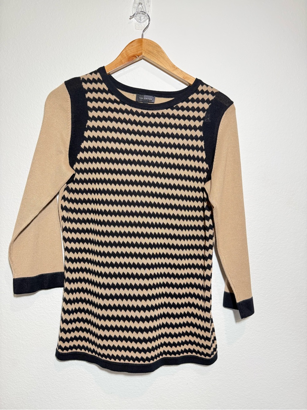 The Limited Black and Tan Zigzag Crewneck Tunic